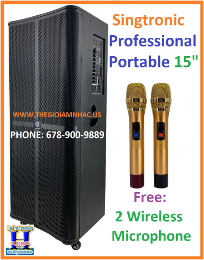 +        New 2021 Loa Kẹo Kéo Singtronic Professional Portable 15\"(2 Micro Wireless)